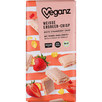 Veganz Fehércsokoládé Jellegű Ropogós Csokoládé Eperdarabokkal 80 g