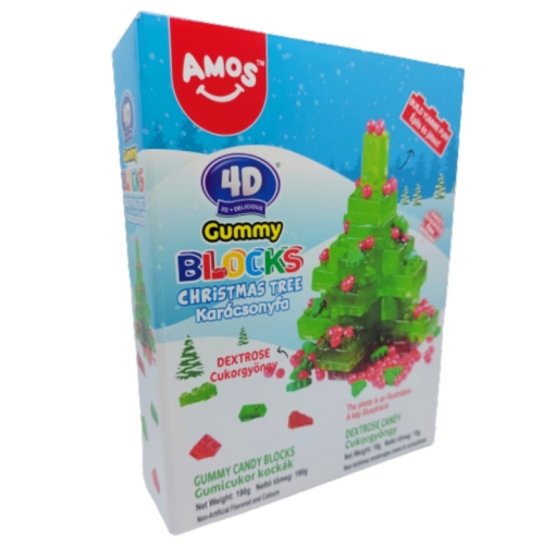 4D építhető gumicukor Karácsonyfa vegyes gyümölcsízű 190+10g