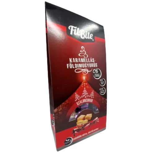 FitBite Karamellás-földimogyorós díszdobozos tejmentes szaloncukor cukormentes gluténmentes 200g