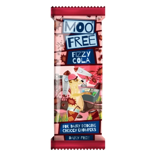 Moo Free Fizzy Cola Ízű Pattogócukros Tejmentes Csokoládé szelet 20g