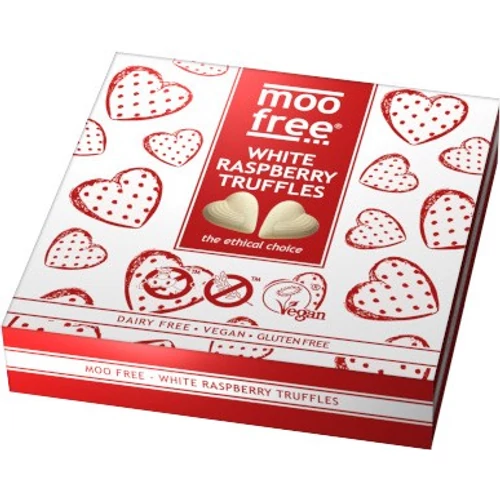 Moo Free Fehércsokoládé jellegű Málnás Szív Praliné 108g