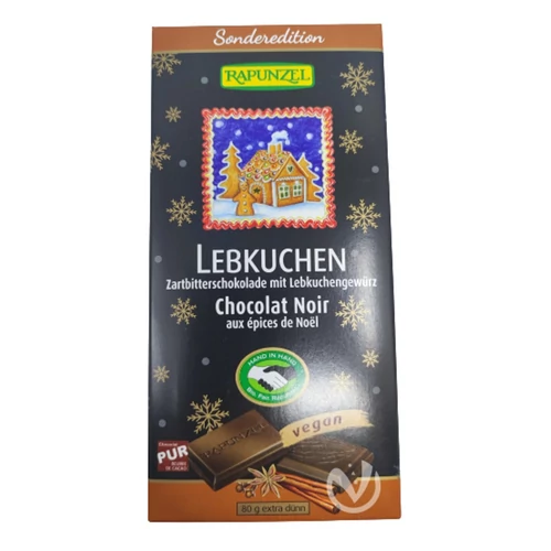 Rapunzel Bio Vegán Csokoládé Mézeskalács fűszerezéssel 80g