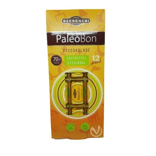 Szerencsi PaleoBon étcsokoládé tábla édesítőszerekkel (12dbx5g) 60 g